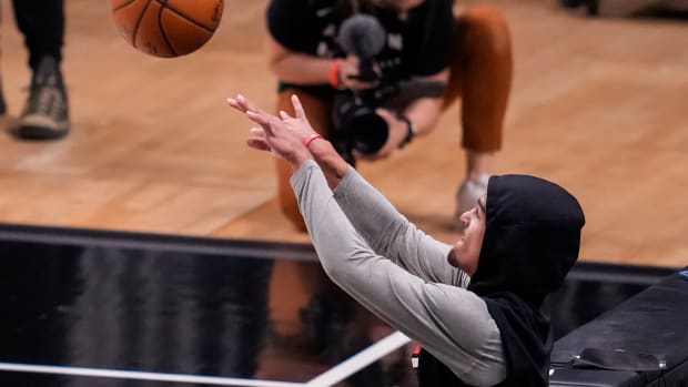 Trae Young debuted a new colorway of the adidas Trae Young 1 at the Drew League on July 24, 2022.
